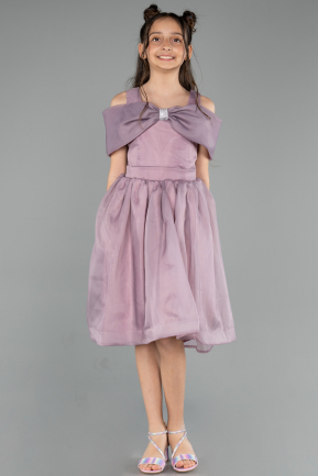 Robe de Soirée Enfants Devant Court Dos Long Lavande ABO108