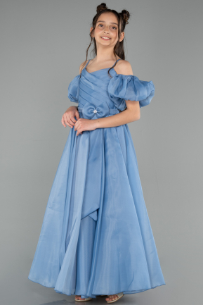 Robe de Soirée Enfants Longue Bleu ABU5912