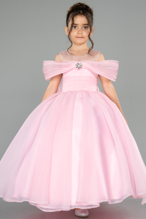 Robe de Mariage Pour Enfant Longue Satin Poudre ABG176