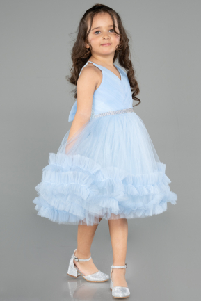Robe de Soirée Enfants Courte Bleu ABK2567