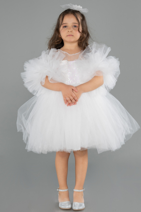 Robe de Soirée Enfants Courte Blanc ABK2572