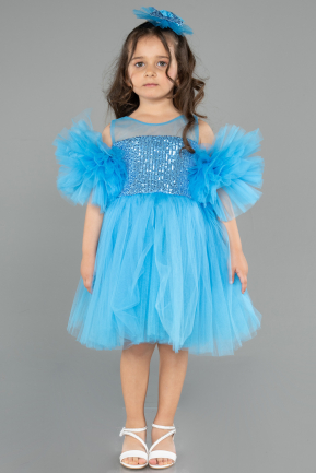 Robe de Soirée Enfants Courte Bleu ABK2572