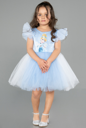 Robe de Soirée Enfants Courte Bleu ABK2575
