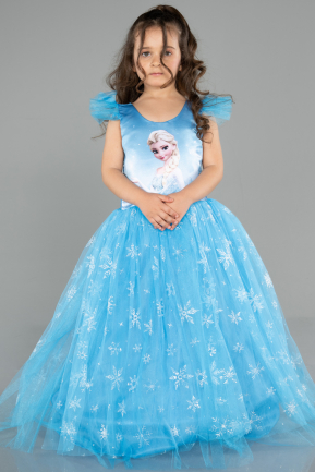 Robe de Soirée Enfants Longue Bleu ABU5907