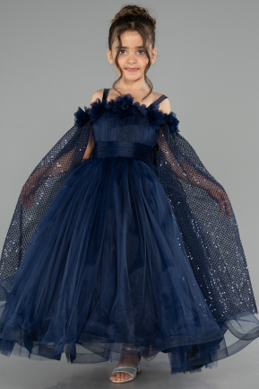 Robe de Mariage Pour Enfant Longue Bleu Marine ABG179