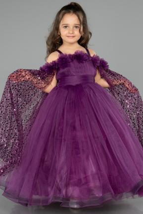 Robe de Mariage Pour Enfant Longue Violet ABG179