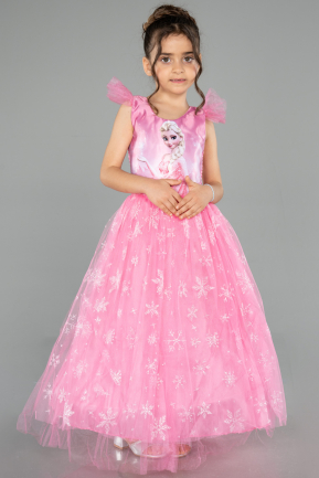 Robe de Soirée Enfants Longue Rose ABU5907