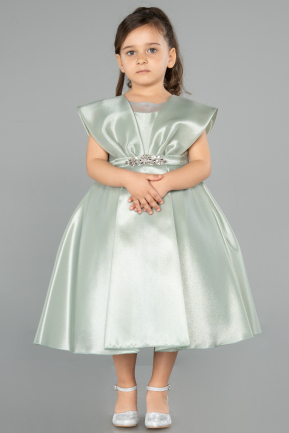 Robe de Soirée Enfants Devant Court Dos Long Menthe ABO113