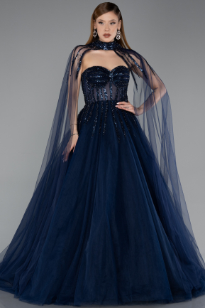 Robe de Soirée Longue Bleu Marine ABU5935