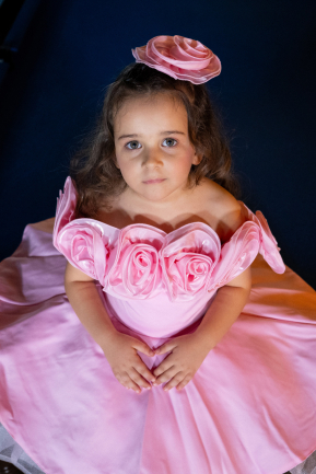 Robe de Soirée Enfants Courte Satin Rose ABK2573