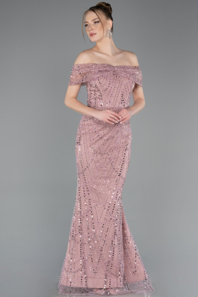 Robe De Soirée Perlé Longue Poudre ABU5694