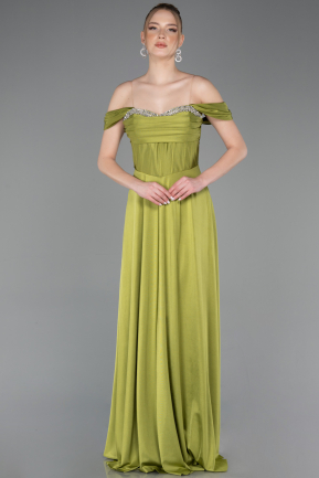 Robe de Soirée Longue Pistache vert ABU5938