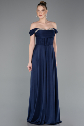 Robe de Soirée Longue Bleu Marine ABU5938