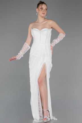 Robe De Soirée Dantelle Longue Blanc ABU5770