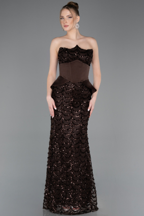 Tenue de Soirée Longue Squameuse Brun ABU5979