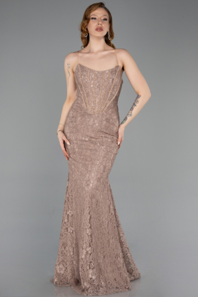 Robe De Soirée Dantelle Longue Cuivre ABU5734