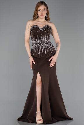 Robe de Soirée Longue Brun ABU5997