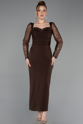 Robe De Cérémonie Midi Brun ABK2387