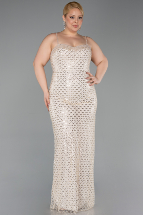 Robe Grande Taille Longue Squameuse Beige ABU6021