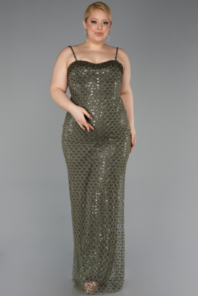 Robe Grande Taille Longue Squameuse Kaki ABU6021