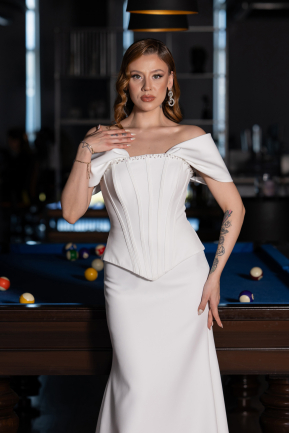 Robe de Soirée Longue Blanc ABU6002