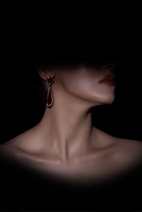 Boucle d'Oreille Bordeaux-Or DF1042