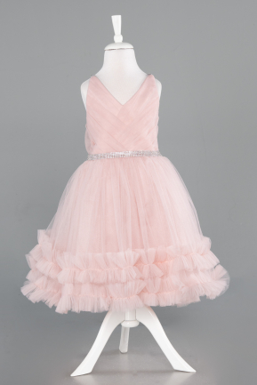 Robe de Soirée Enfants Courte Couleur Rose ABK2568