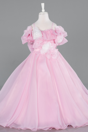 Robe de Mariage Pour Enfant Longue Satin Poudre ABG182