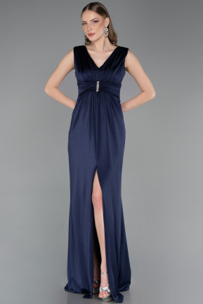 Robe de Soirée Longue Bleu Marine ABU6043