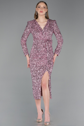 Robe De Cérémonie Squameuse Midi Poudre ABK2543