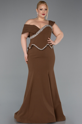 Robe de Soirée Grande Taille Longue Brun ABU6047