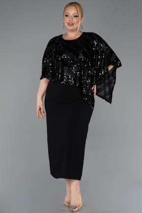 Robe De Soirée Grande Taille Midi Noir ABK2609