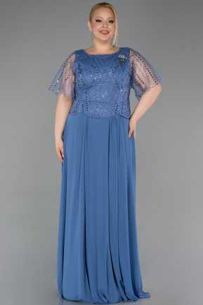 Robe Grande Taille Mousseline Longue Indigo ABU5554