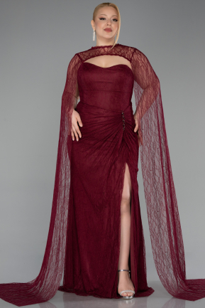 Robe De Soirée Grande Taille Longue Dantelle Rouge Bordeaux ABU6070