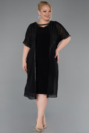 Robe Grande Taille Midi Noir ABK2596