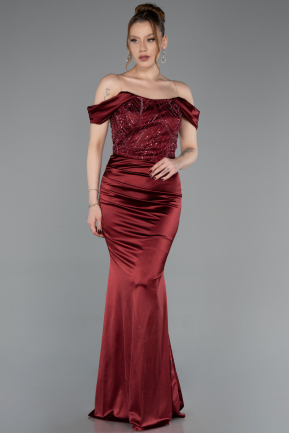 Robe de Soirée Longue Rouge Bordeaux ABU6078
