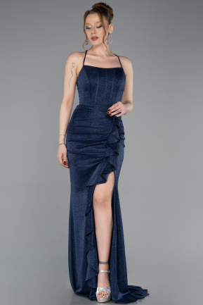 Robe de Soirée Longue Bleu Marine ABU6082
