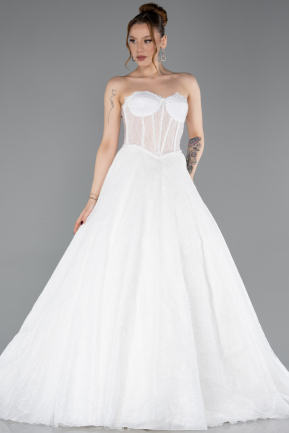 Robes de Mariage Longue Dantelle Blanc ABG038