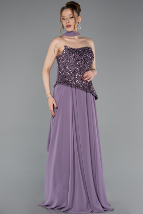 Robe De Soirée Mousseline Longue Lavande ABU5486