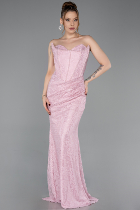 Robe De Soirée Dantelle Longue Poudre ABU6148
