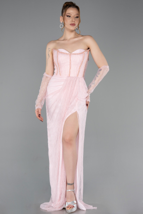 Robe De Soirée Dantelle Longue Poudre ABU5770