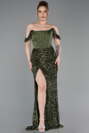 Robe de Soirée Longue Kaki ABU6087
