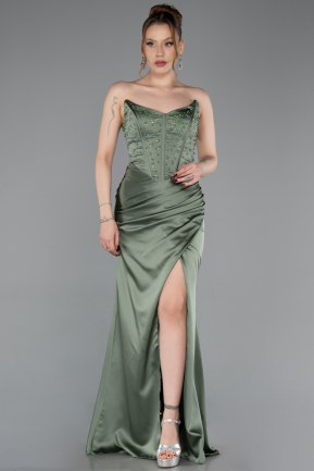 Robe de Soirée Longue Satin Turquoise ABU6091
