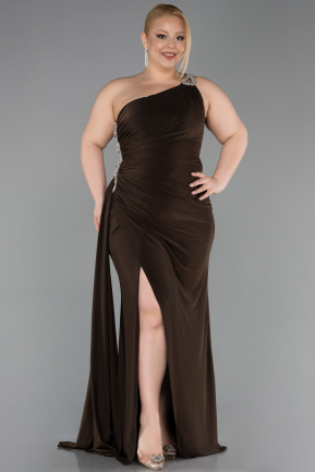 Robe Grande Taille Longue Brun ABU3132