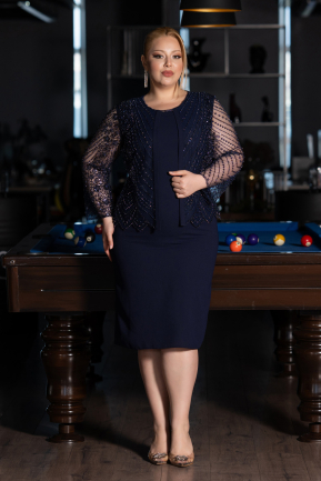 Robe De Soirée Grande Taille Midi Bleu Marine ABK2417