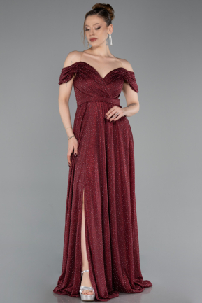 Robe de Soirée Longue Rouge Bordeaux ABU6107
