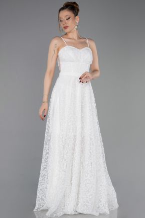 Robe de Soirée Longue Blanc ABU6108