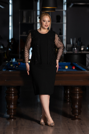 Robe De Soirée Grande Taille Midi Noir ABK2417