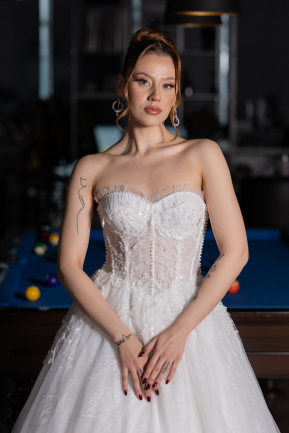 Robes de Mariage Longue Dantelle Blanc ABG193