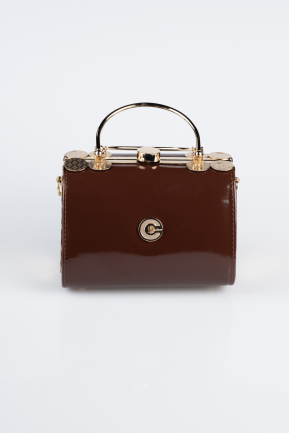 Sac De Soirée Cuir Verni Brun KC170